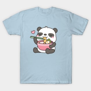 Cute Panda Loving Japanese Ramen Noodles T-Shirt